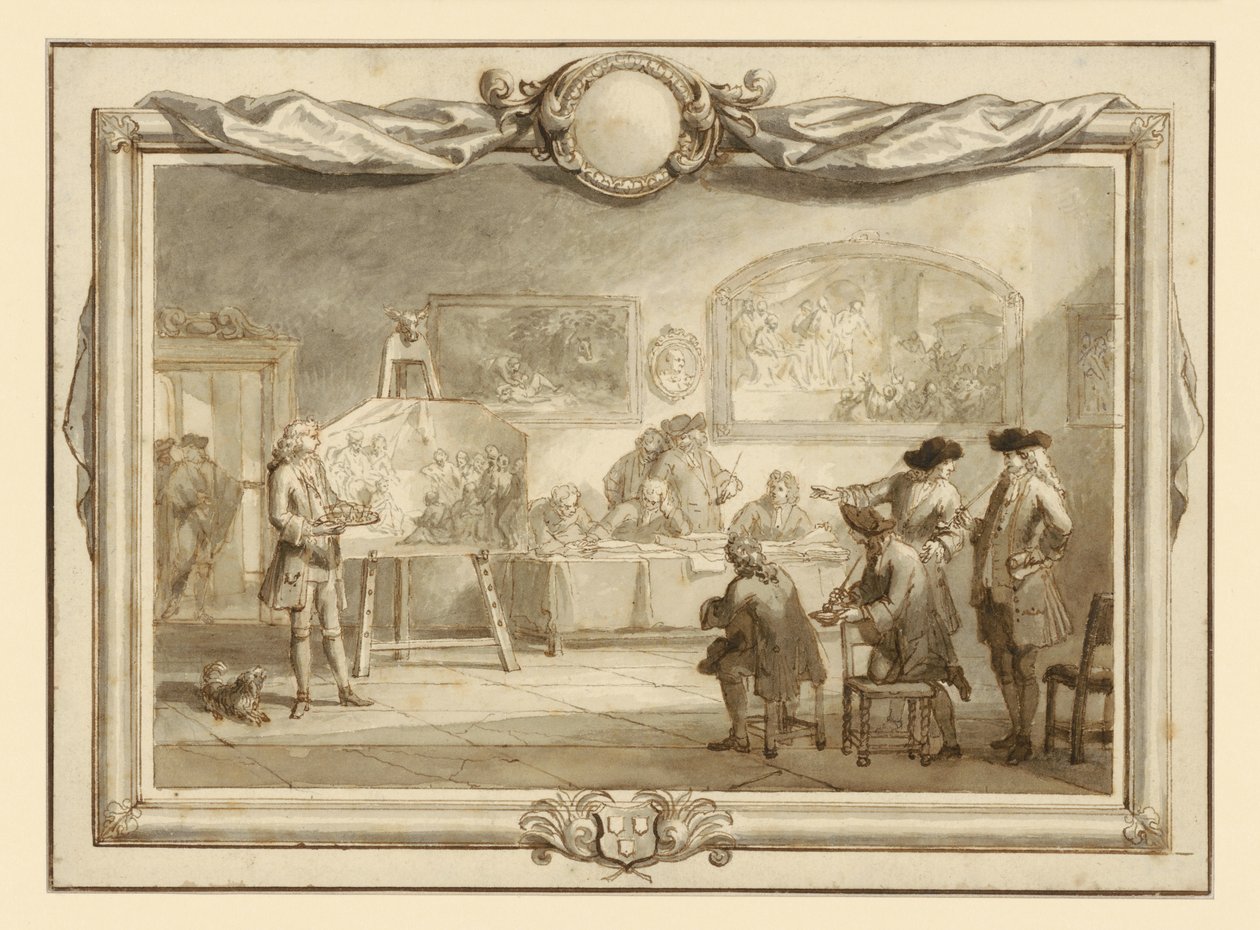 Visite de peintures dans la guilde de Saint-Luc à Dordrecht - Arnold Houbraken