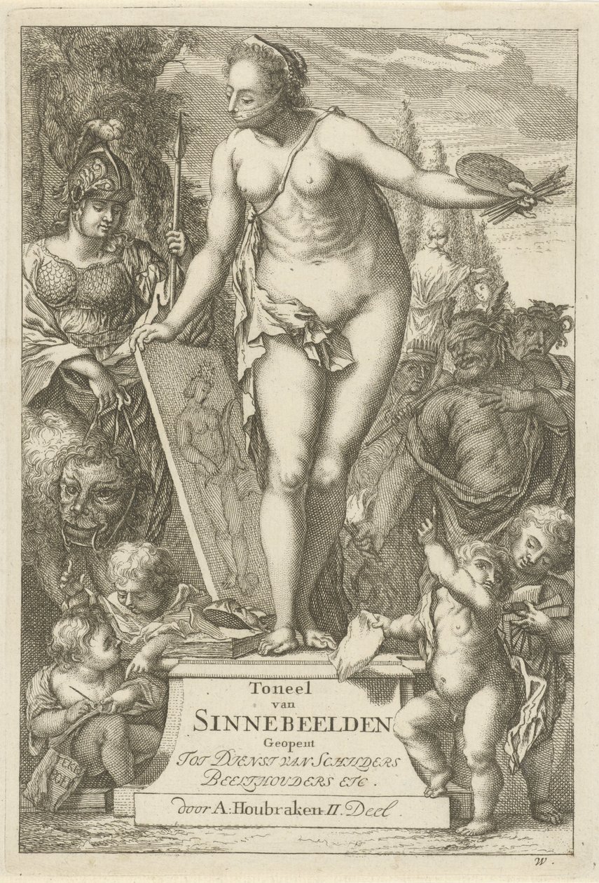 Personnification de la peinture sur un socle (Toneel van sinnebeelden, tweede deel) - Arnold Houbraken