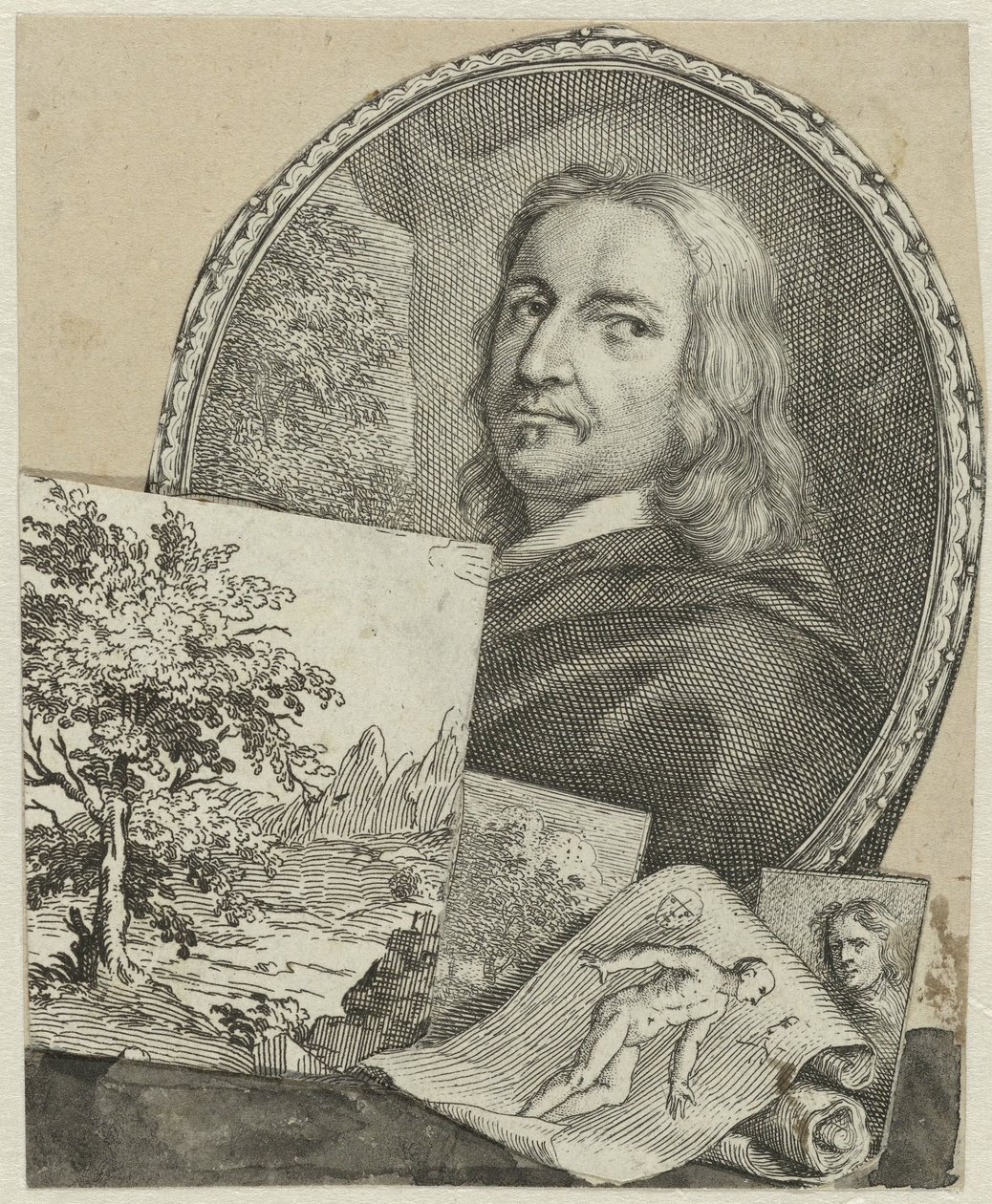 Portrait de Philippe de Champaigne en collage - Arnold Houbraken