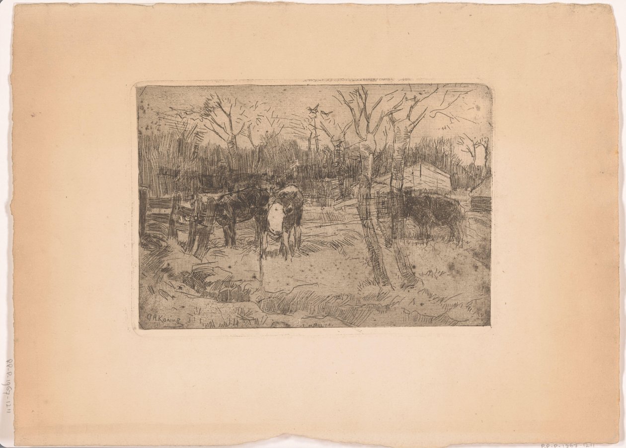 Prairie avec arbres et vaches - Arnold Koning