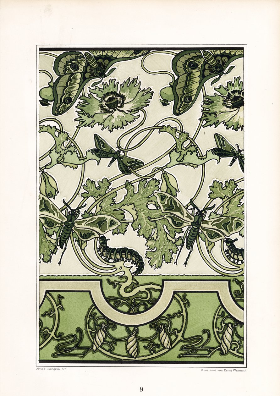 Ornement en forme de coquelicot avec motifs d