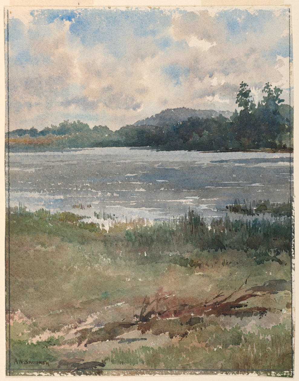 Paysage au bord du lac - Arnold William Brunner