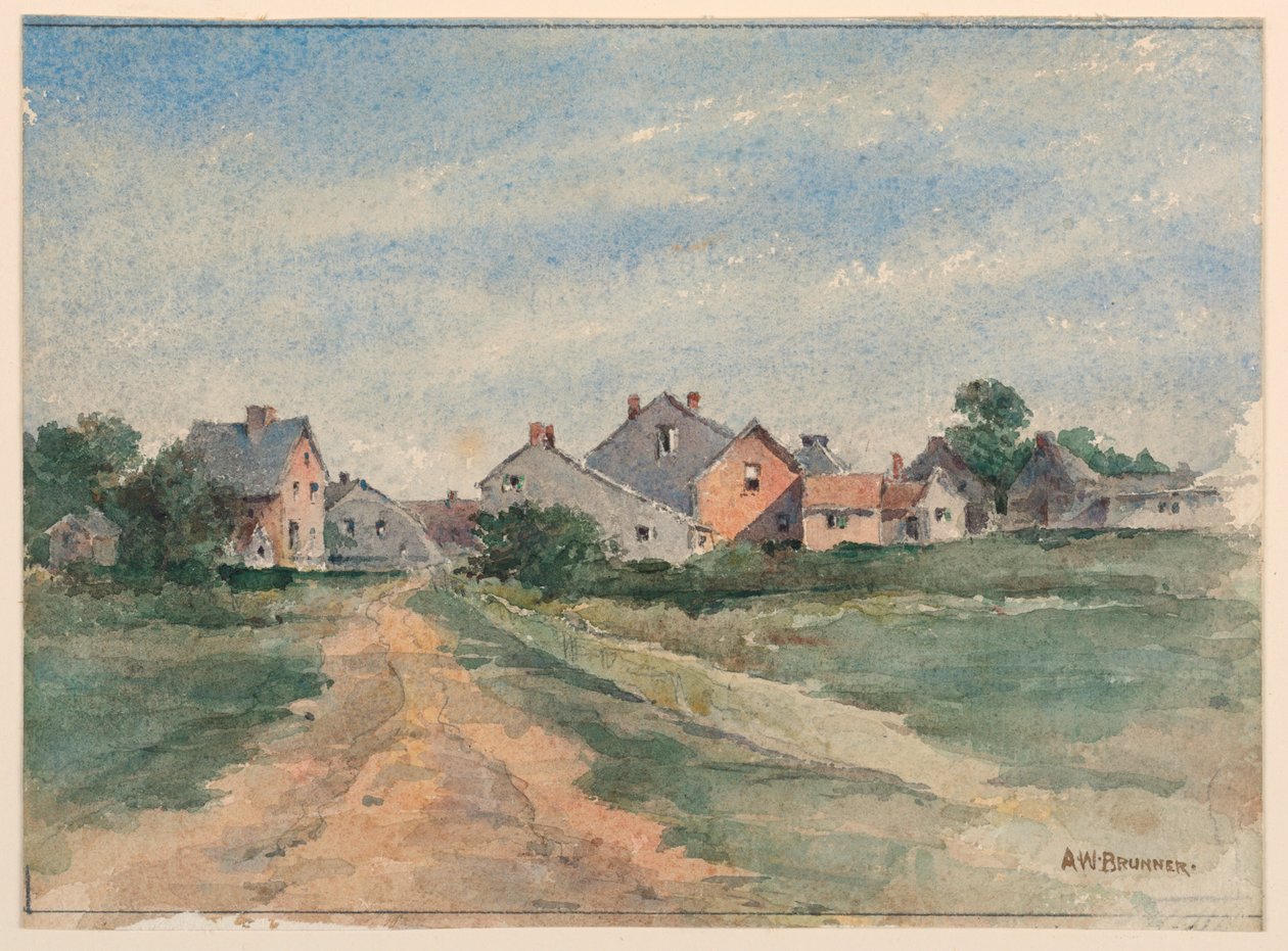 Paysage avec maisons - Arnold William Brunner