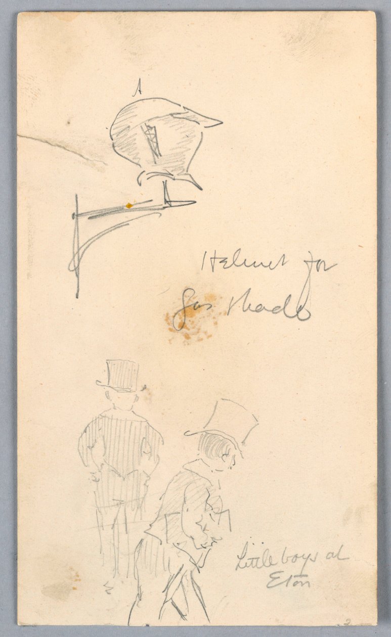 Esquisse de casque et hommes à Eton - Arnold William Brunner