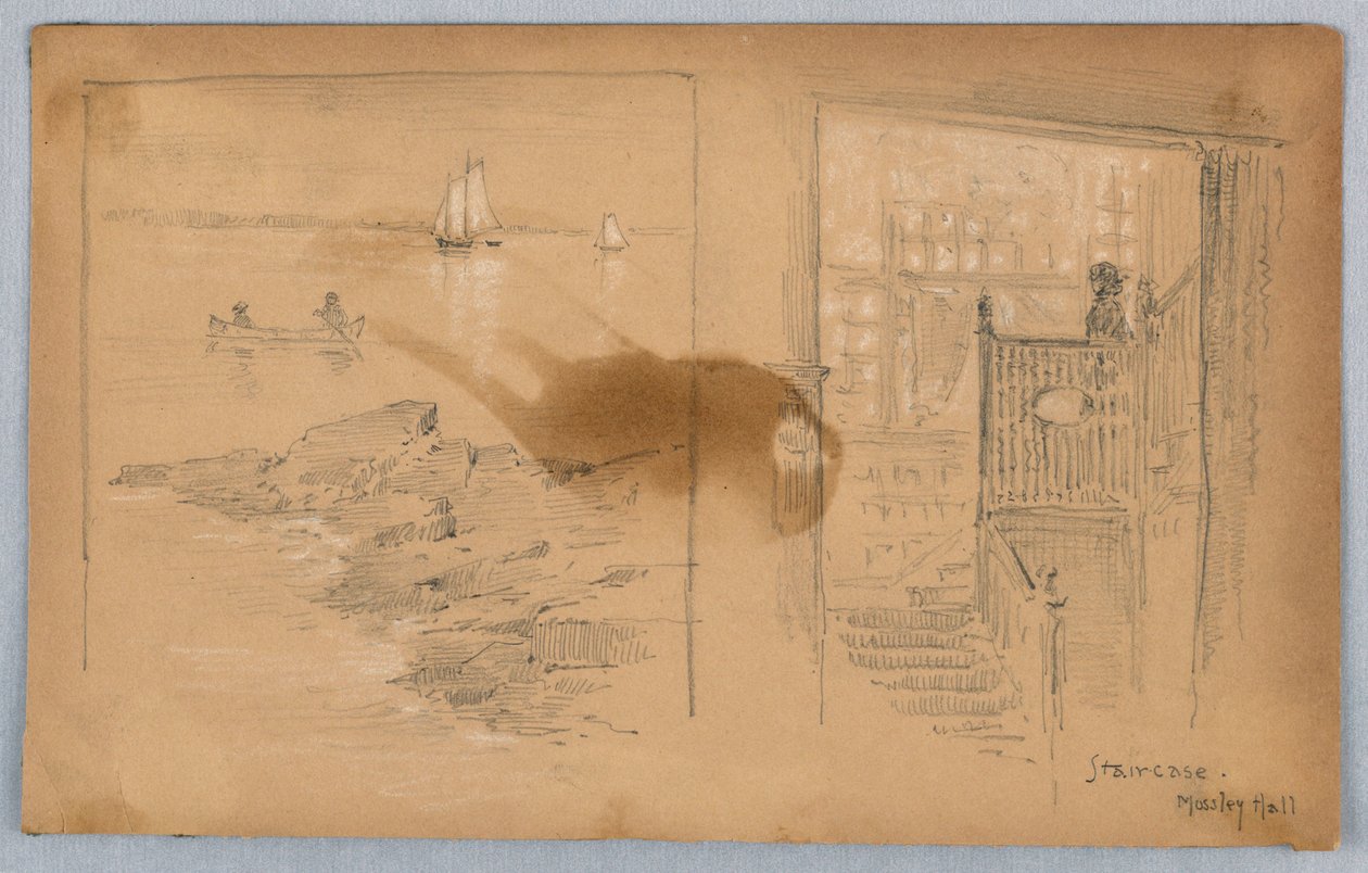 Esquisse de paysage et escalier - Arnold William Brunner
