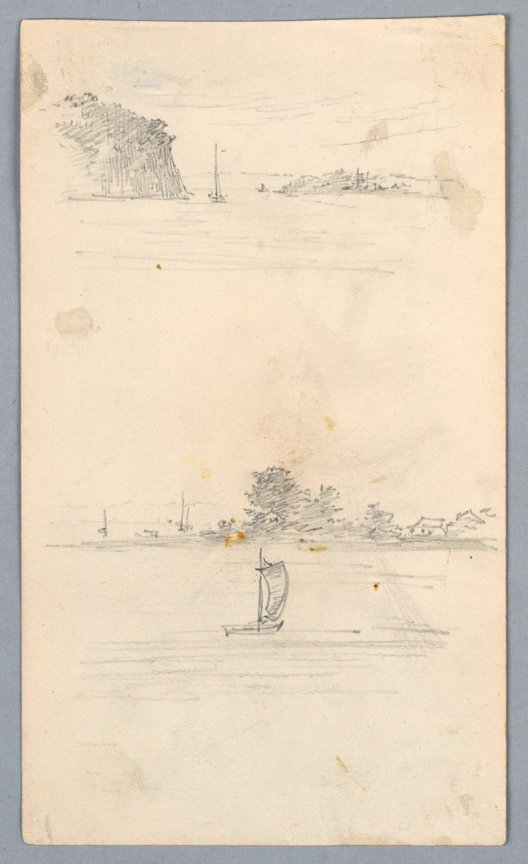Deux esquisses de voiliers naviguant - Arnold William Brunner
