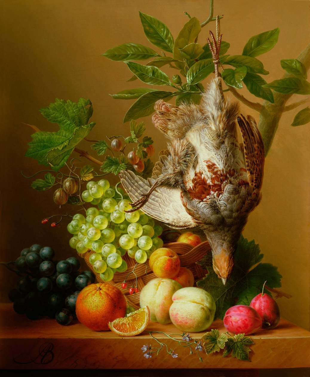 Nature morte avec fruits et une perdrix morte - Arnoldus Bloemers