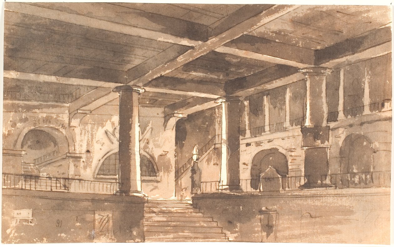 Hall avec escalier, colonnes et voûtes - Aron Wallick