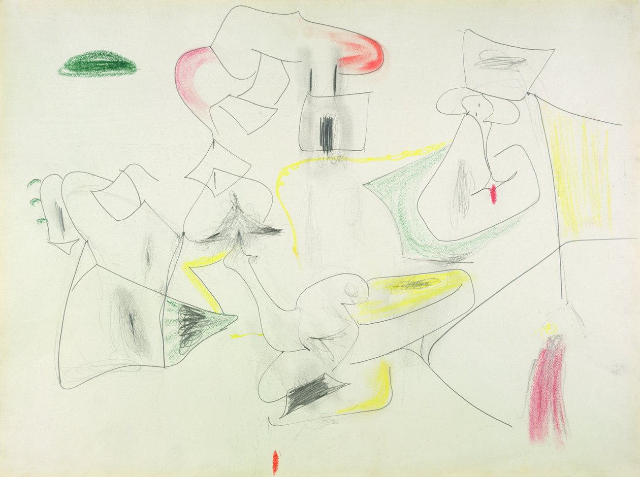 Sans titre (crayon de couleur et crayon sur papier) - Arshile Gorky