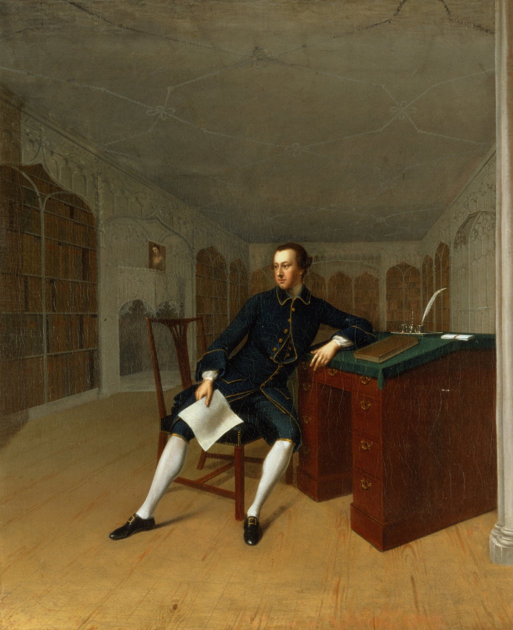 Sir Roger Newdigate (1719-1806) dans la bibliothèque d