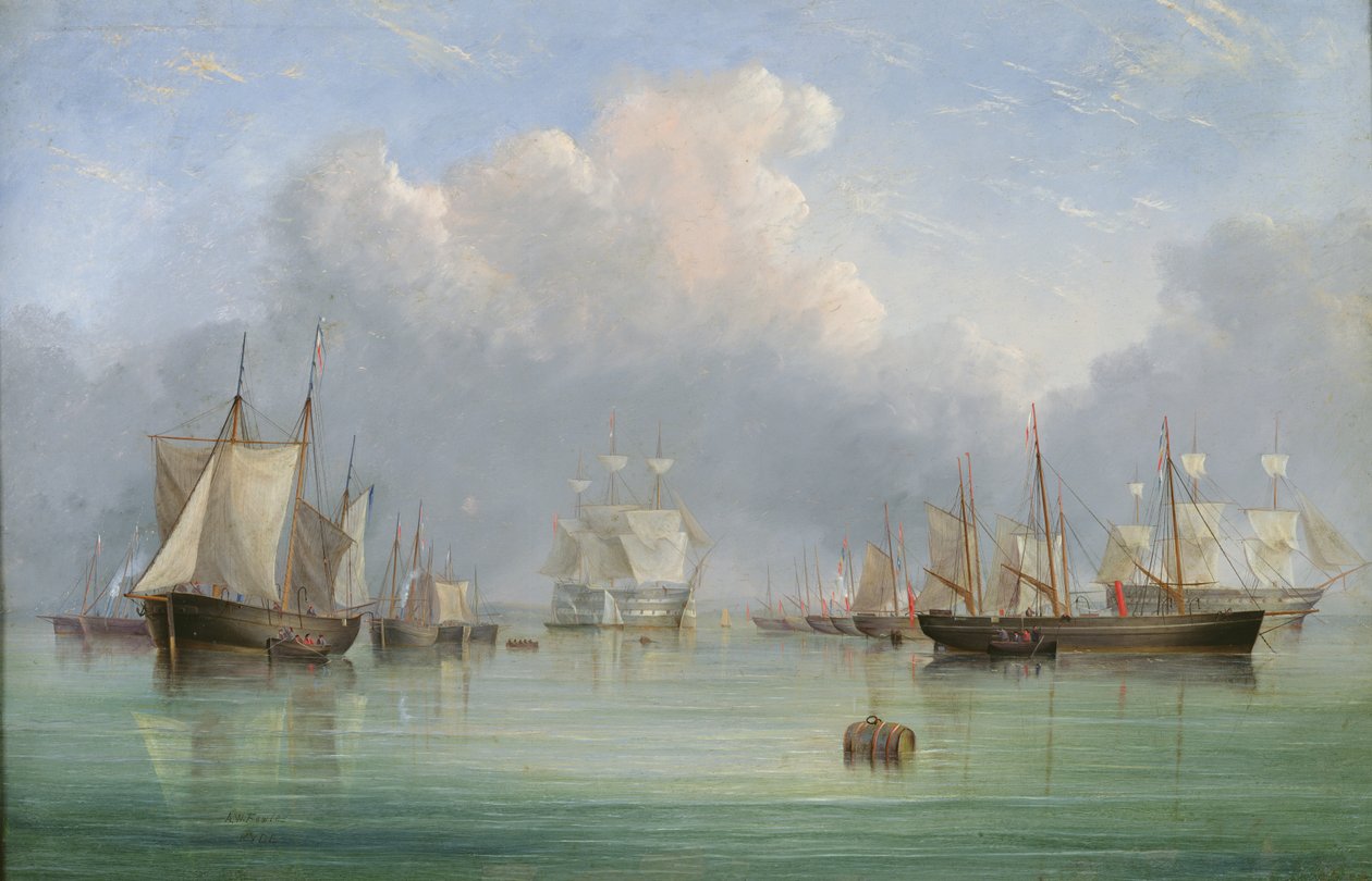 Navires au large de Ryde - Arthur Wellington Fowles