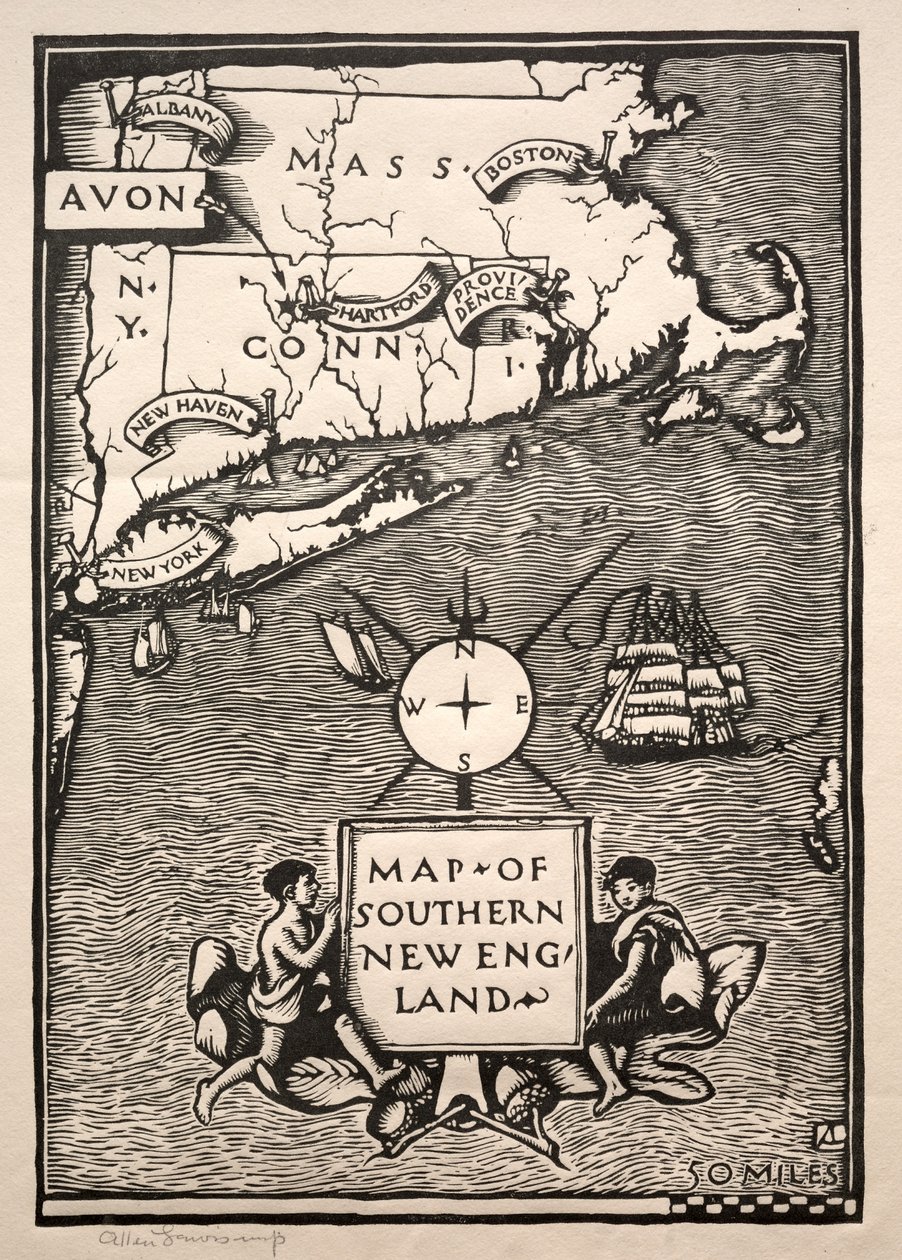 Carte du sud de la Nouvelle-Angleterre - Arthur Allen Lewis