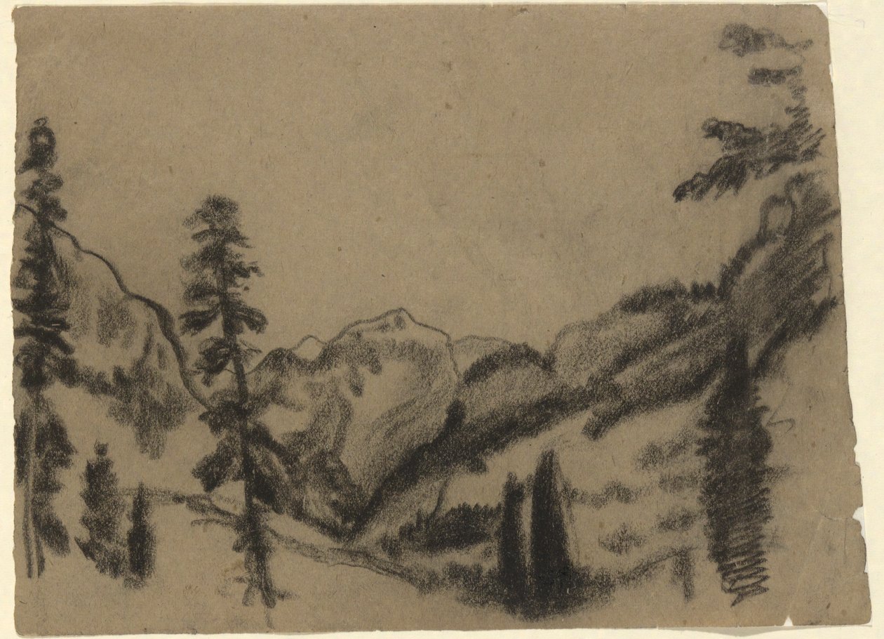 Paysage de montagne avec sapins - Arthur B. Davies