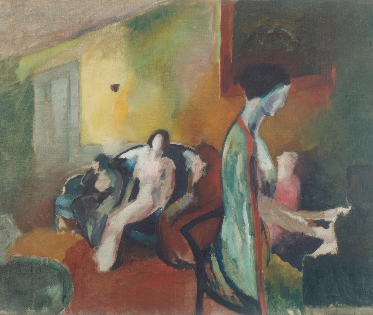 Intérieur avec femme au piano - Arthur Beecher Carles