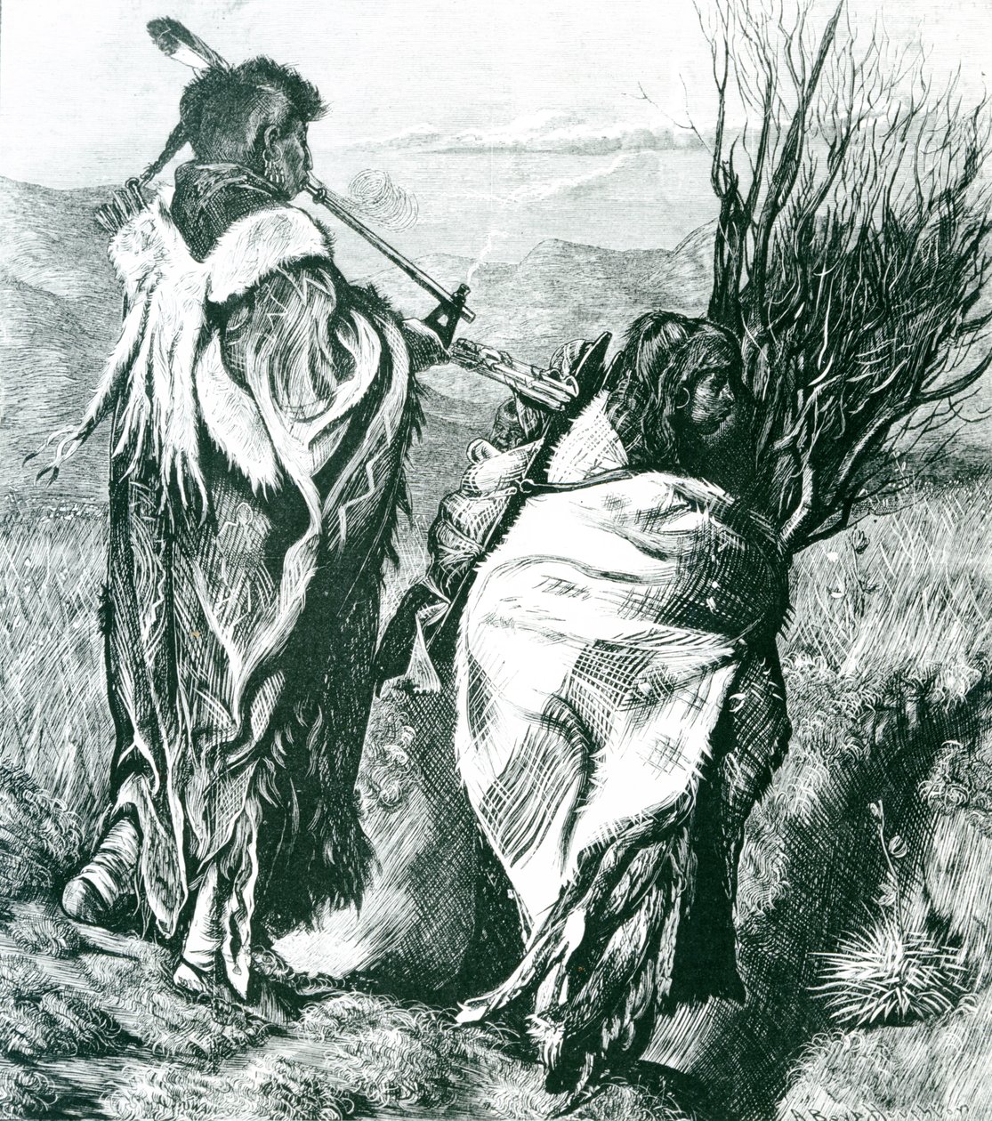 Hiawatha et Minne-Ha-Ha, gravé par Joseph Swain (1820-1909) 1870 - Arthur Boyd (after) Houghton
