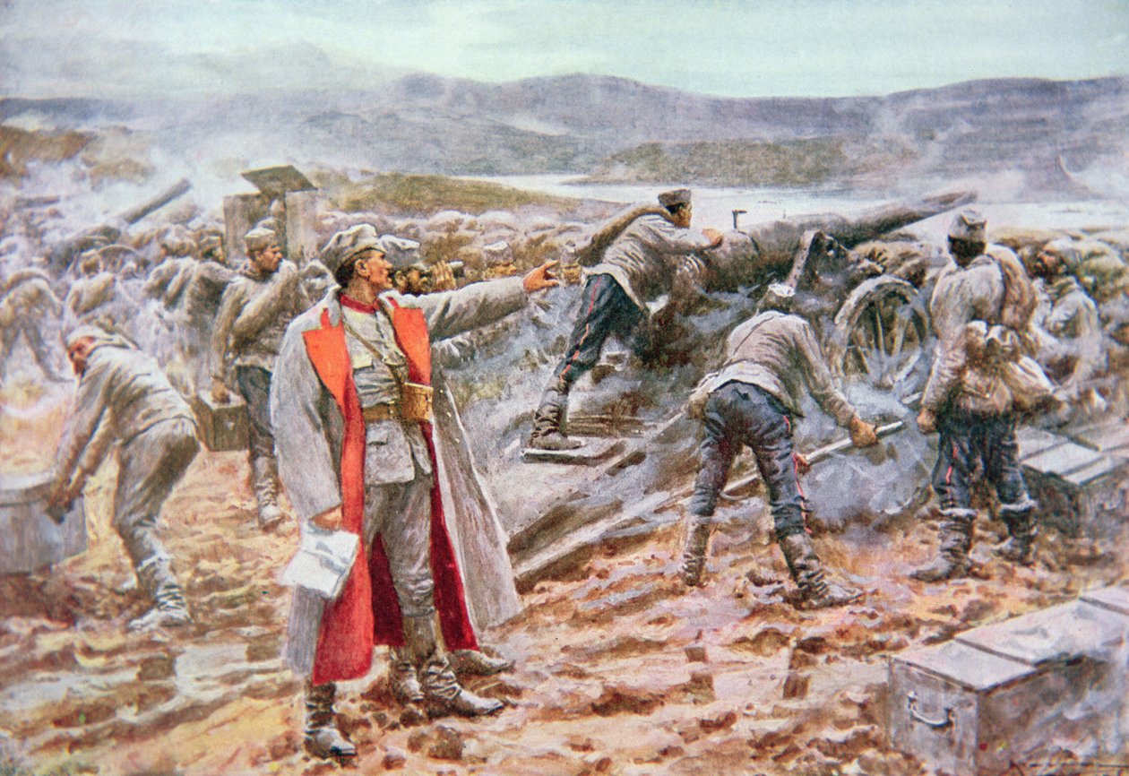 Artillerie serbe en action contre les Autrichiens - Arthur C. (after) Michael