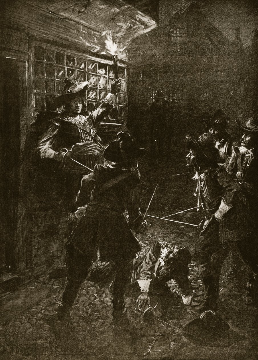 Les partisans du roi Charles II attaquent Sir John Coventry, 1670, illustration de 