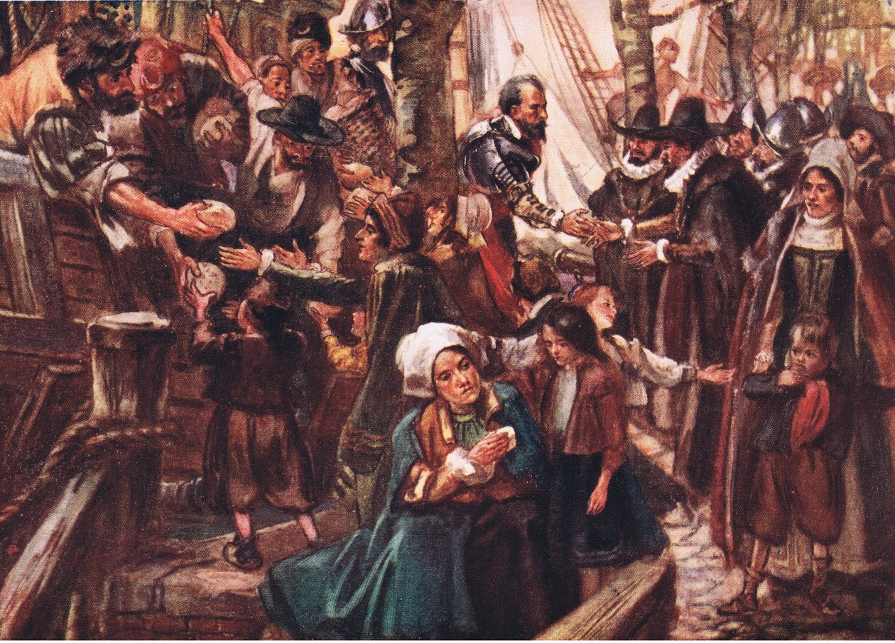 Les quais étaient bordés de gens affamés, illustration de Romance of History: The Netherlands, années 1920 - Arthur David McCormick