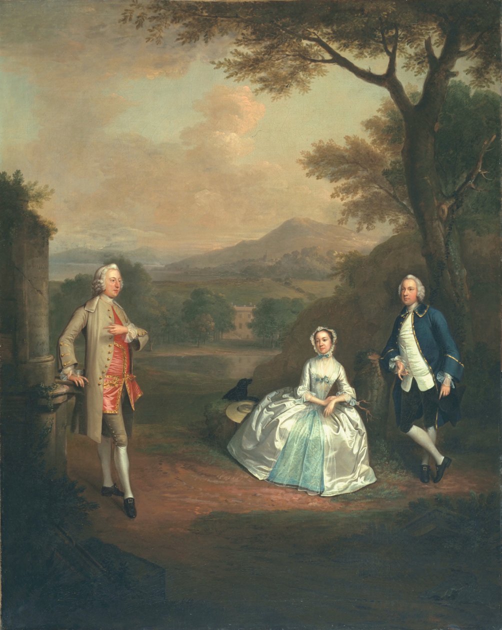 Sir George Lyttelton, Bart., avec le Lt. Col. Richard Lyttelton, et Rachel, duchesse de Bridgewater, 1748 - Arthur Devis