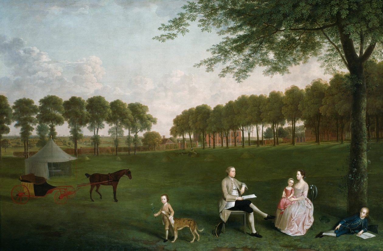 Sir John Shaw et sa famille dans le parc d