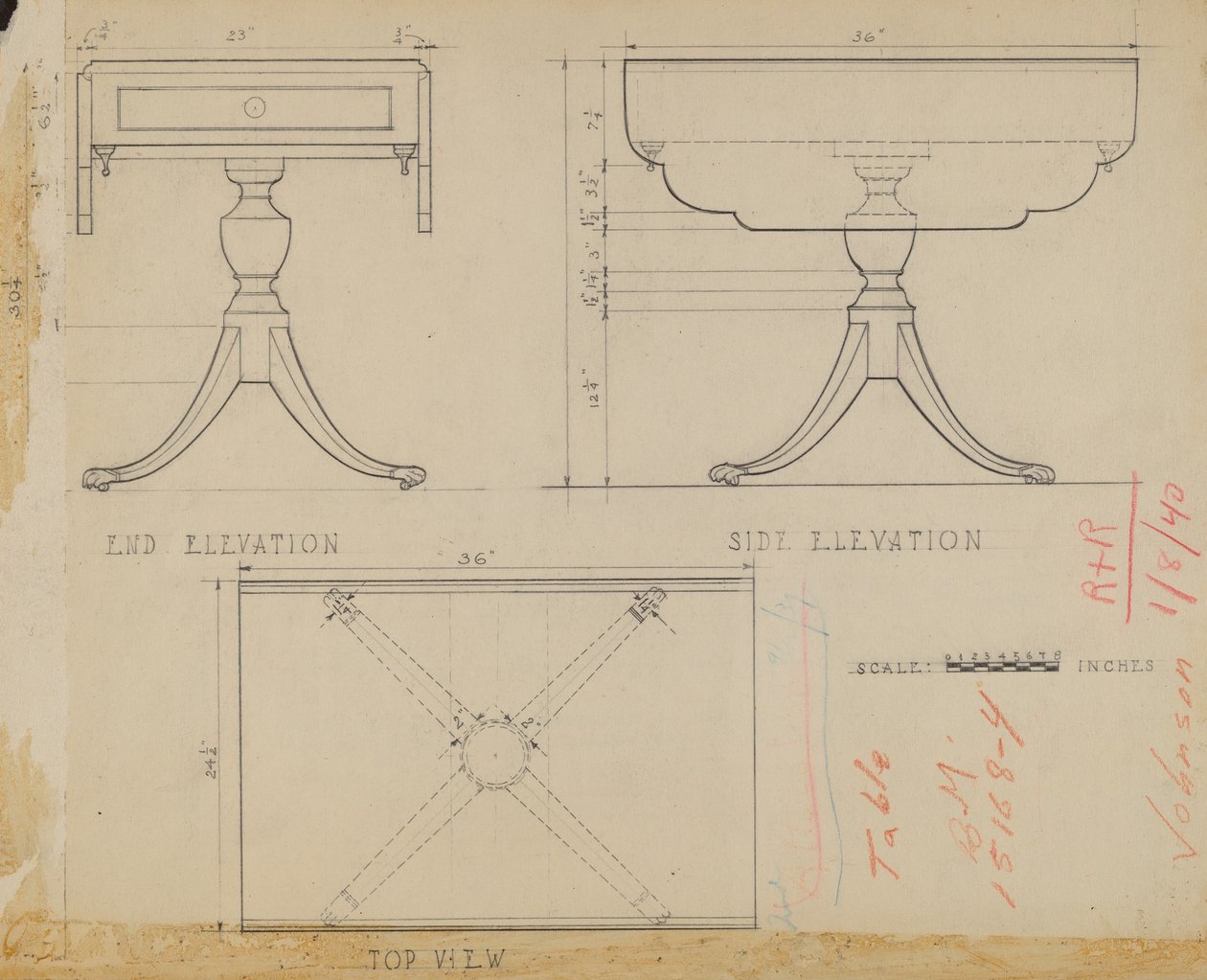Table à pied avec abattant - Arthur Johnson