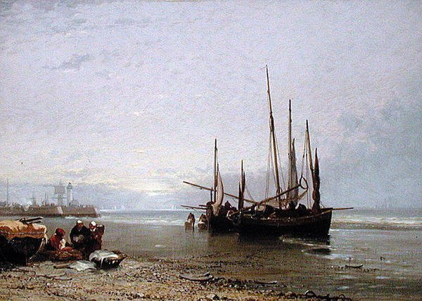 Luggers sur la plage de Tréport - Arthur Joseph Meadows