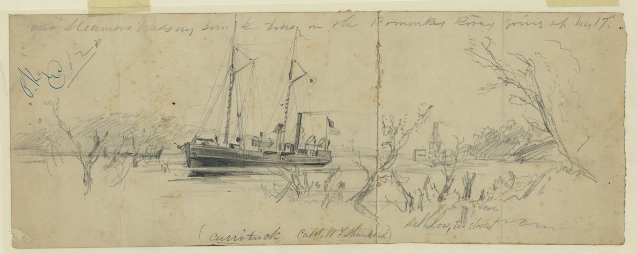 Nos vapeurs passant des arbres coulés dans la rivière Pomonkey - Arthur Lumley
