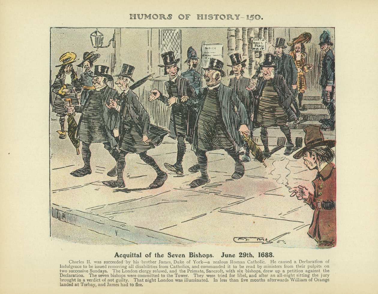 Acquittement des sept évêques. 29 juin 1688 (lithographie couleur) - Arthur Moreland