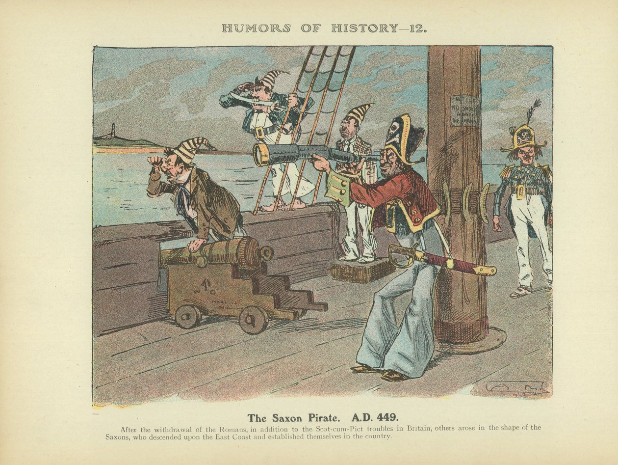 Le pirate saxon. A.D. 449 (lithographie couleur) - Arthur Moreland