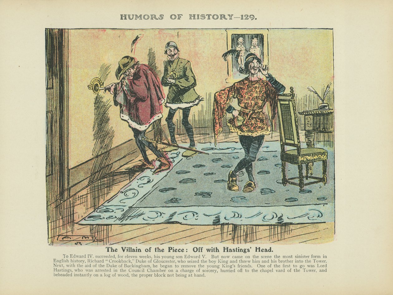 Le méchant de la pièce : La tête de Hastings (lithographie couleur) - Arthur Moreland
