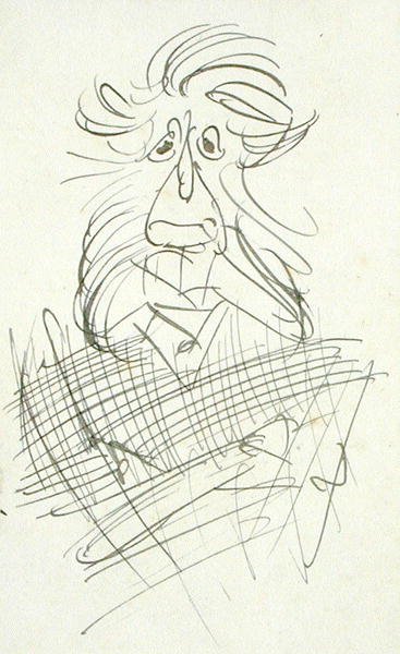 Une tête grotesque et poilue - Arthur Rackham