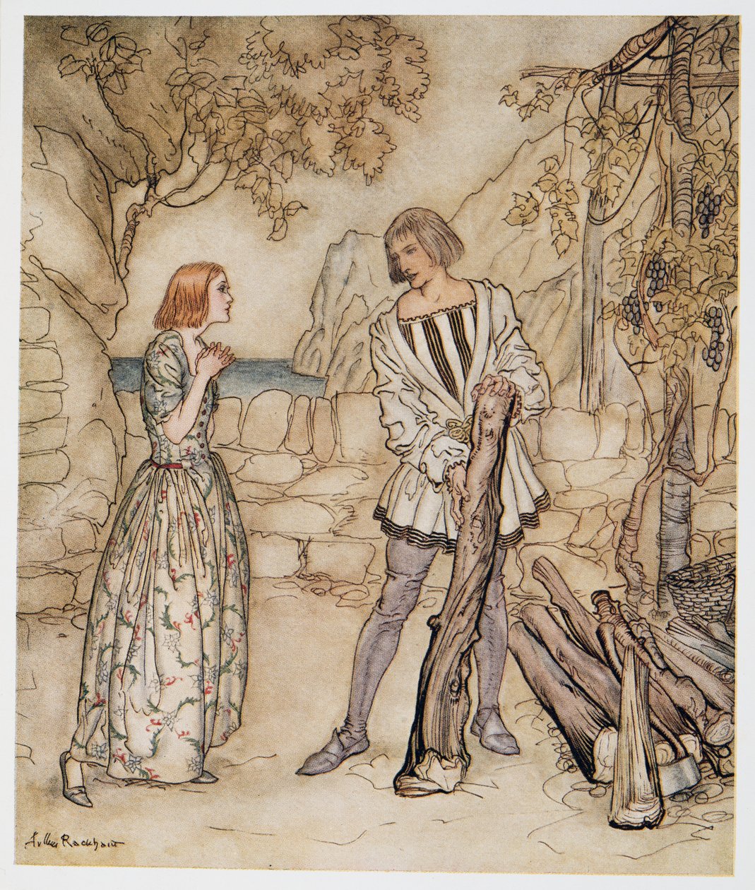Alas, now, pray you, work not so hard, illustration de La Tempête de William Shakespeare, pub. 1926 - Arthur Rackham