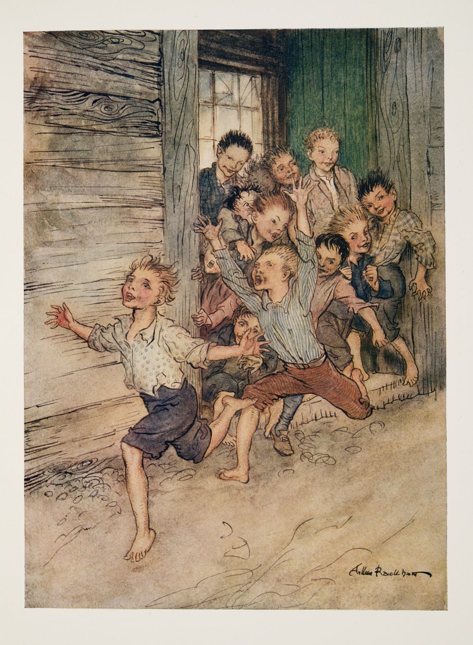 Éclatant comme une légion de jeunes diablotins, de La Légende de Sleepy Hollow par Washington Irving (1783 - 1859), pub. 1928 - Arthur Rackham