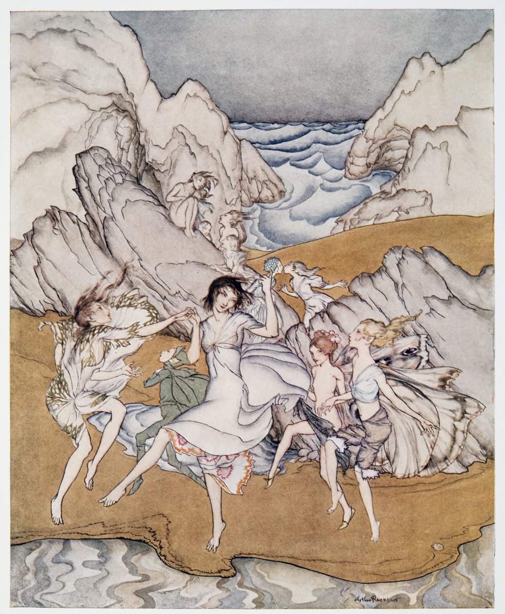 Come unto these yellow sands, illustration de La Tempête de William Shakespeare, pub. 1926 - Arthur Rackham