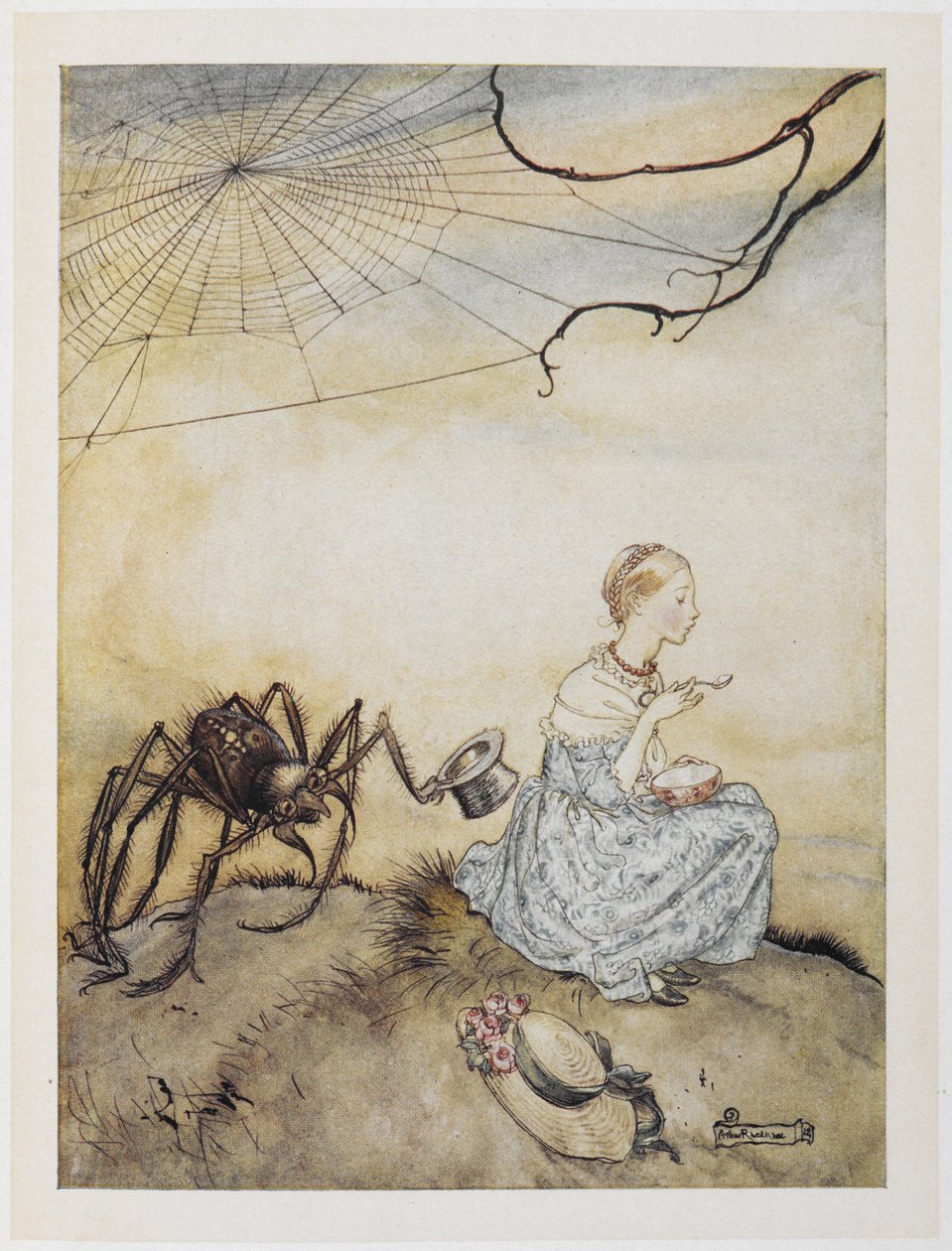 Petite Miss Muffet - Arthur Rackham