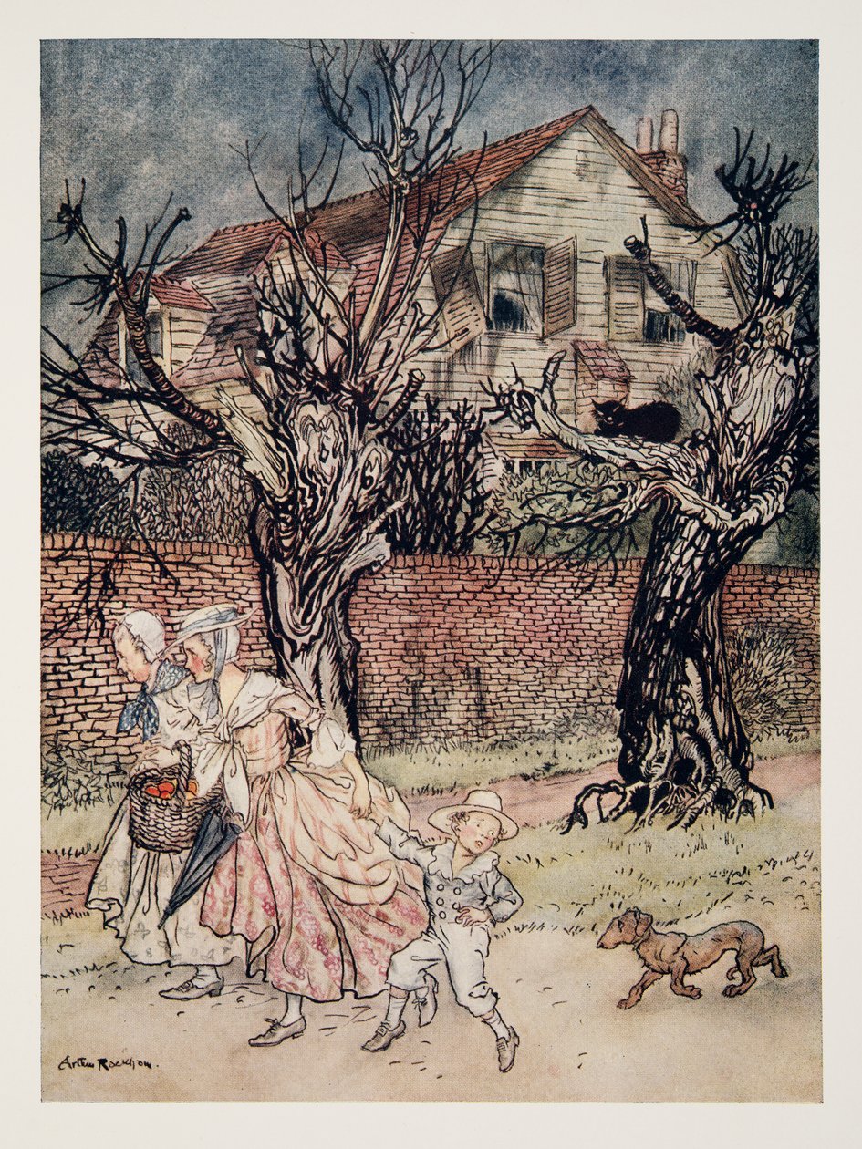 Histoires merveilleuses de champs hantés, de ruisseaux hantés et de maisons hantées, de La Légende de Sleepy Hollow par Washington Irving (1783 - 1859), pub. 1928 - Arthur Rackham