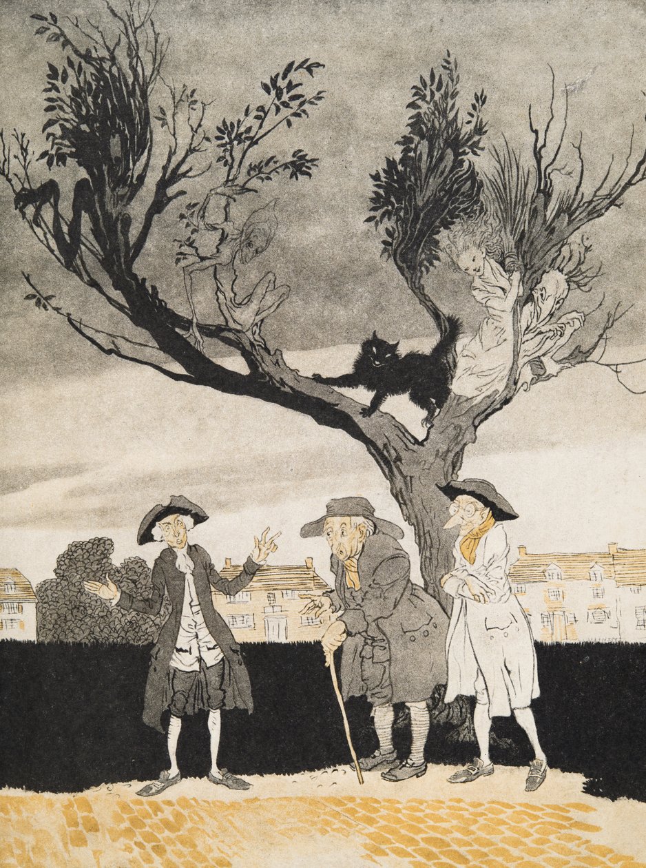 Les hommes de Sleepy Hollow (page intérieure), de La Légende de Sleepy Hollow par Washington Irving (1783 - 1859), pub. 1928 - Arthur Rackham