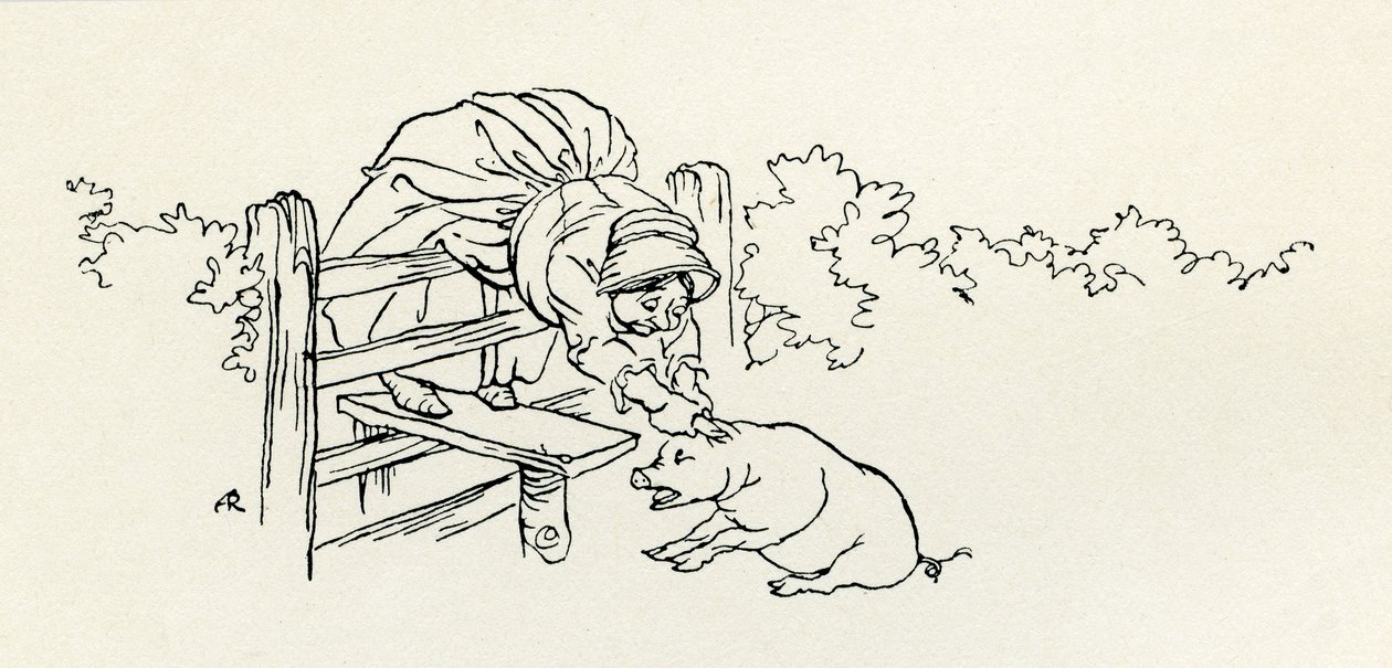 La vieille femme et son cochon - Arthur Rackham