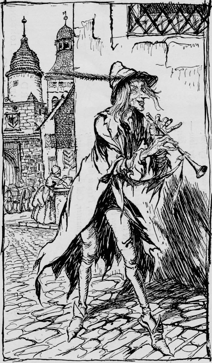 Le joueur de flûte de Hamelin - Arthur Rackham