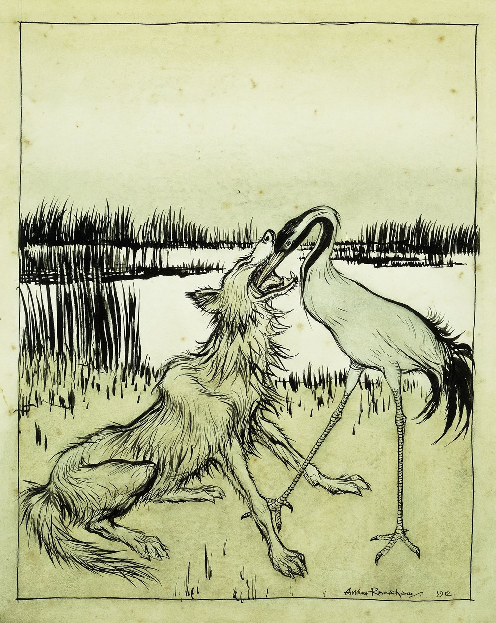 Le loup et la grue - Fables d