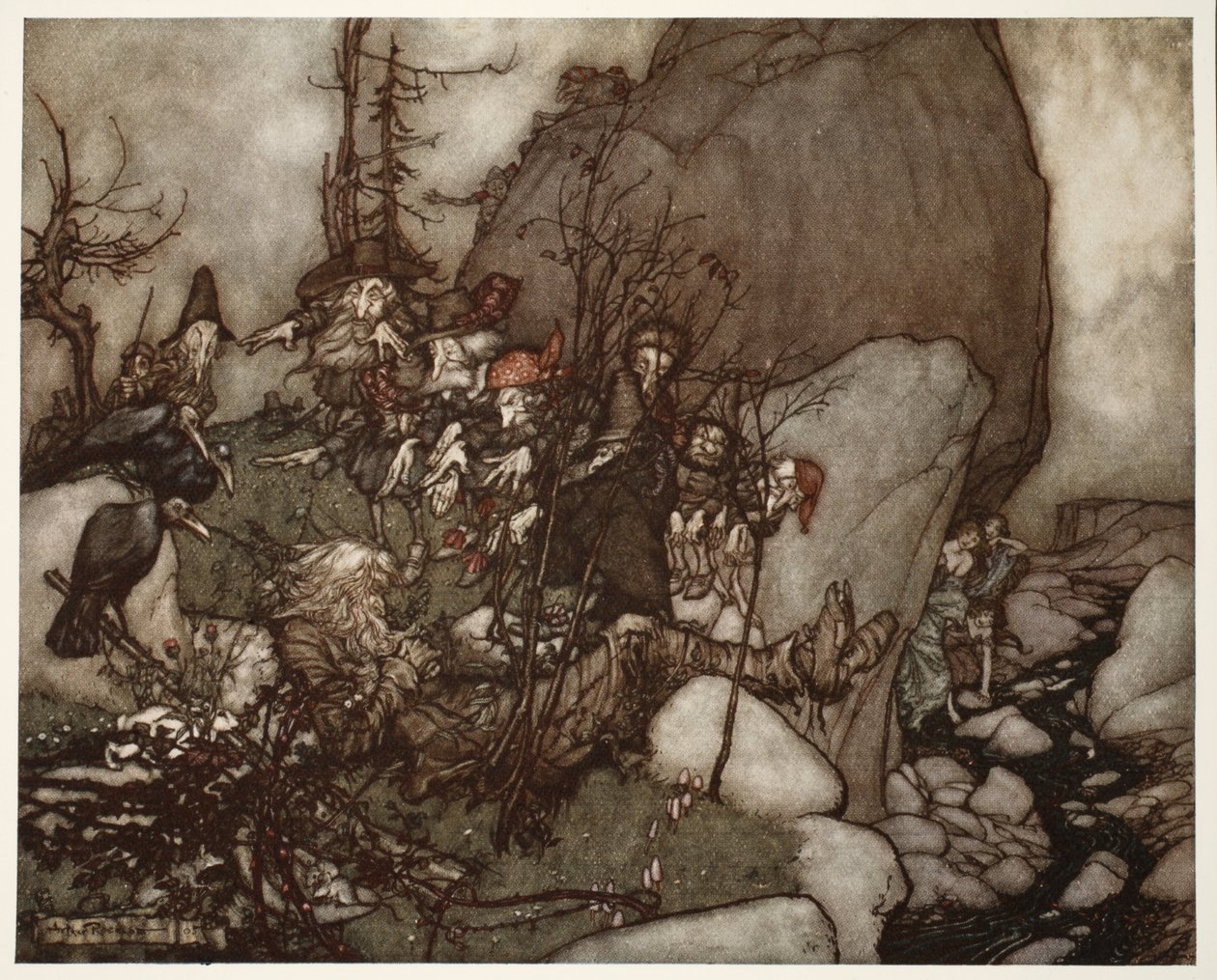 Le sommeil de Rip Van Winkle, de Rip Van Winkle par Washington Irving, pub. 1910 - Arthur Rackham