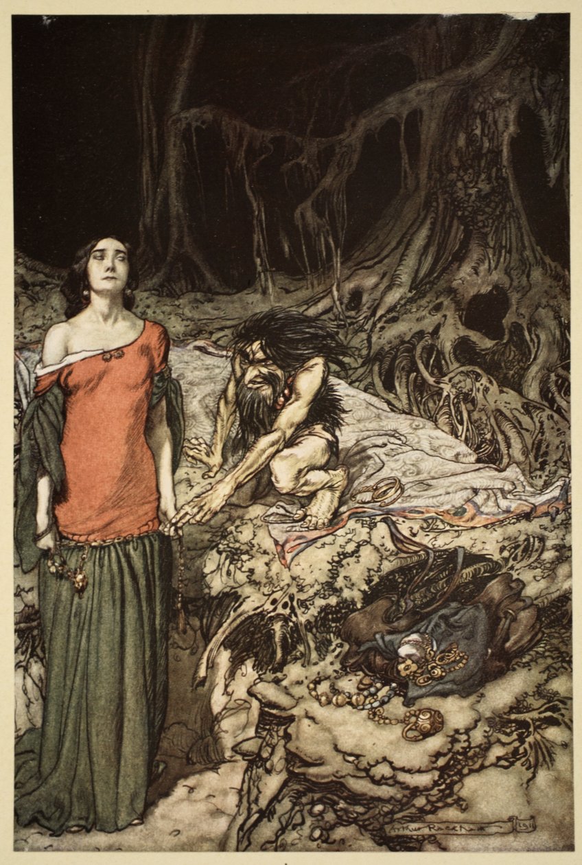 La cour de Grimhilde, la mère de Hagen, de 