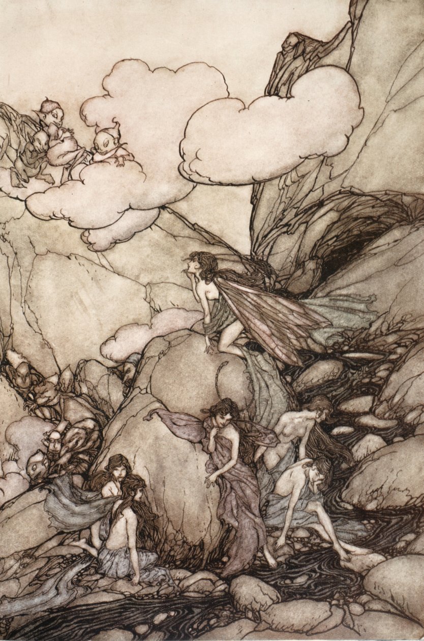 Ces montagnes féeriques, de Rip Van Winkle par Washington Irving, pub. 1910 - Arthur Rackham