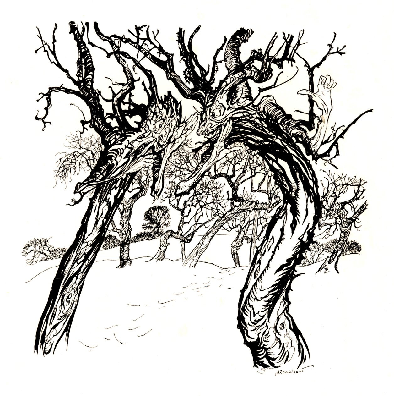 Arbres chuchotants, de A Dish of Apples - Arthur Rackham