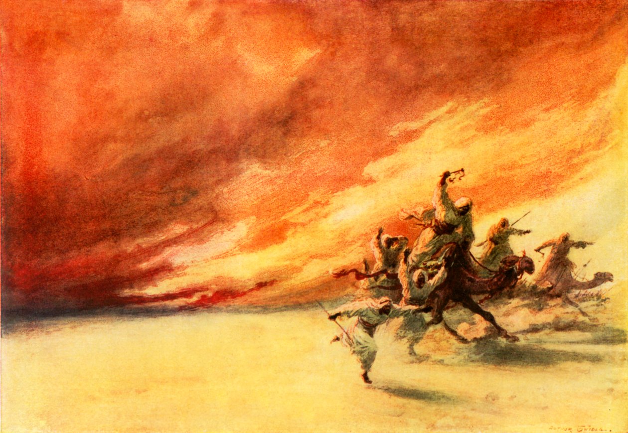 Le fléau du désert (lithographie couleur) - Arthur Twidle