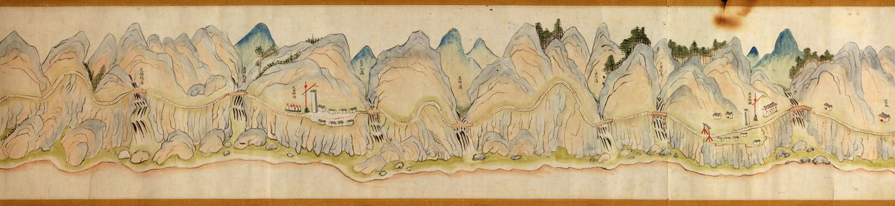 16 000. fourni. Orienté avec le nord à droite. Relief montré picturalement. Vue aérienne. Couvre la rivière Wei dans Baoji Xian, Shanxi Sheng jusqu