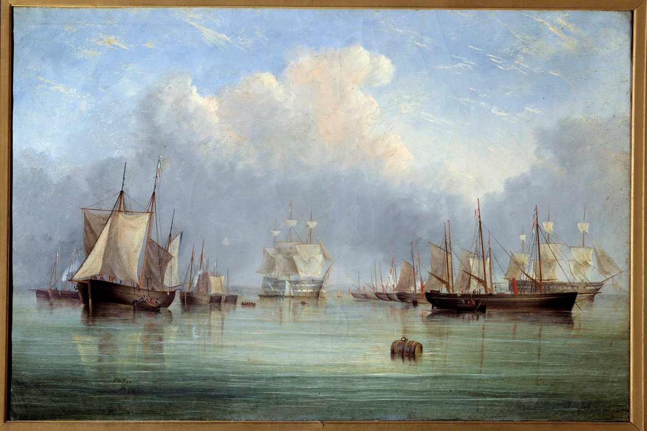 Marine : navires et voiliers amarrés - Arthur Wellington Fowles