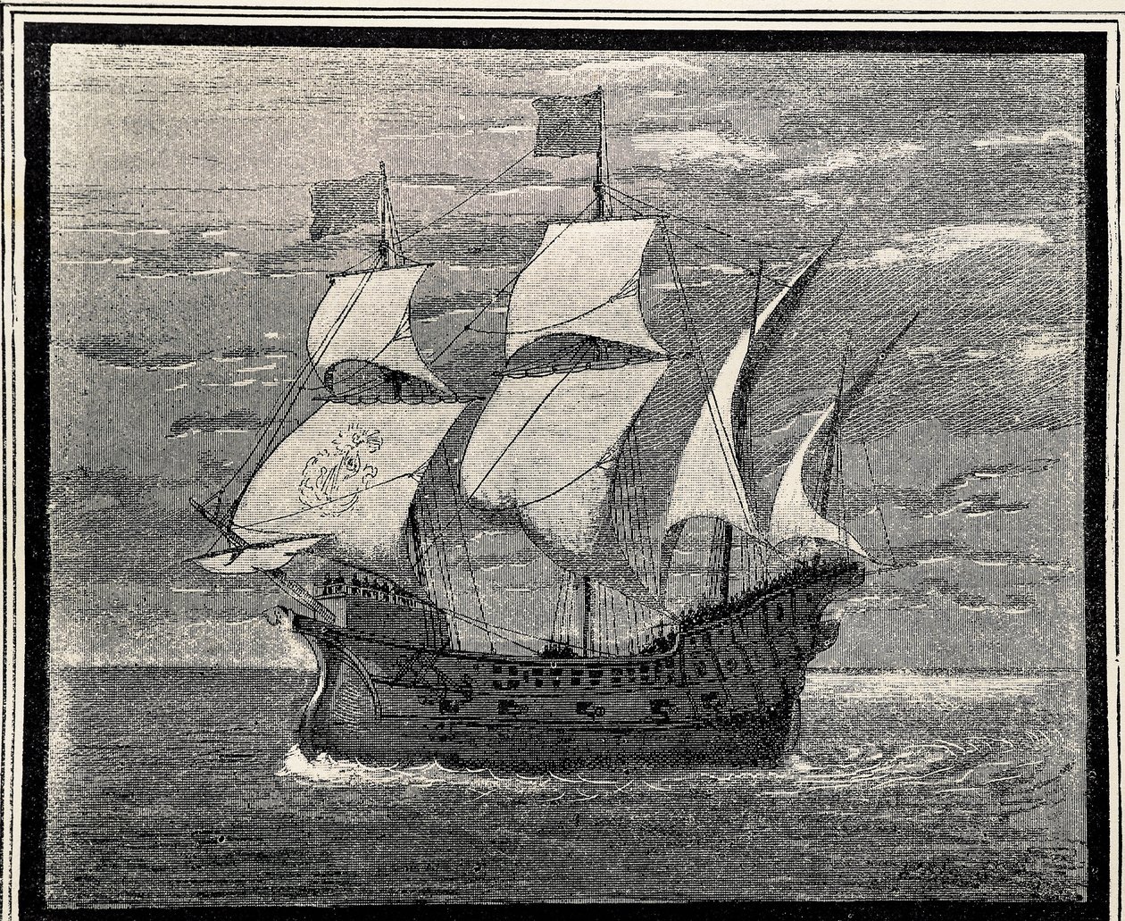 Galion espagnol du XVIe siècle. Gravure. ESPAGNE. ARAGON. Saragosse. Académie militaire générale - Artist Unknown
