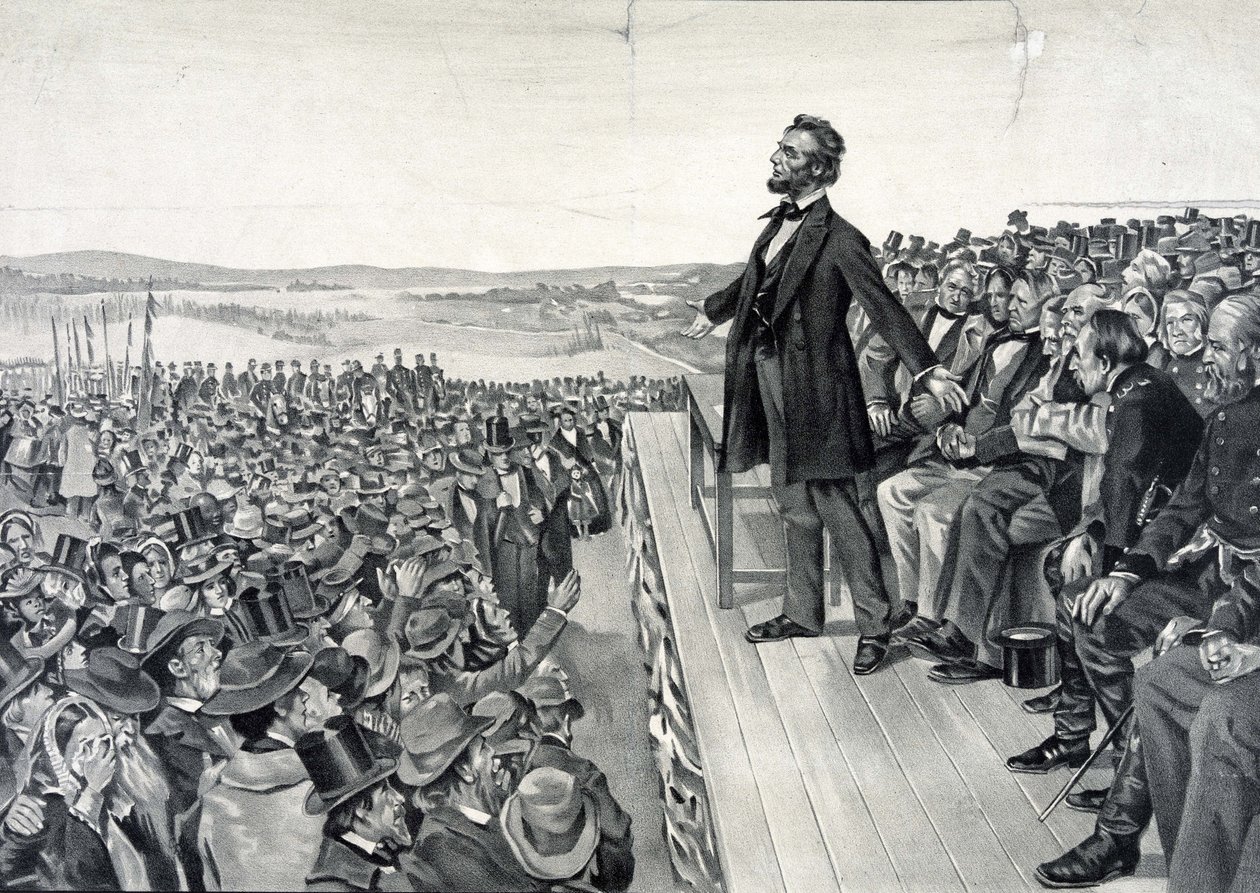 Abraham Lincoln prononçant son célèbre discours le 19 novembre 1863 - Artist Unknown