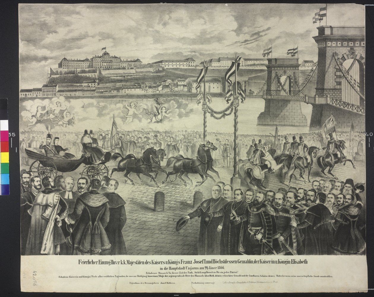 Arrivée du couple impérial à la cour de Budapest le 29 janvier 1866 - Artist Unknown